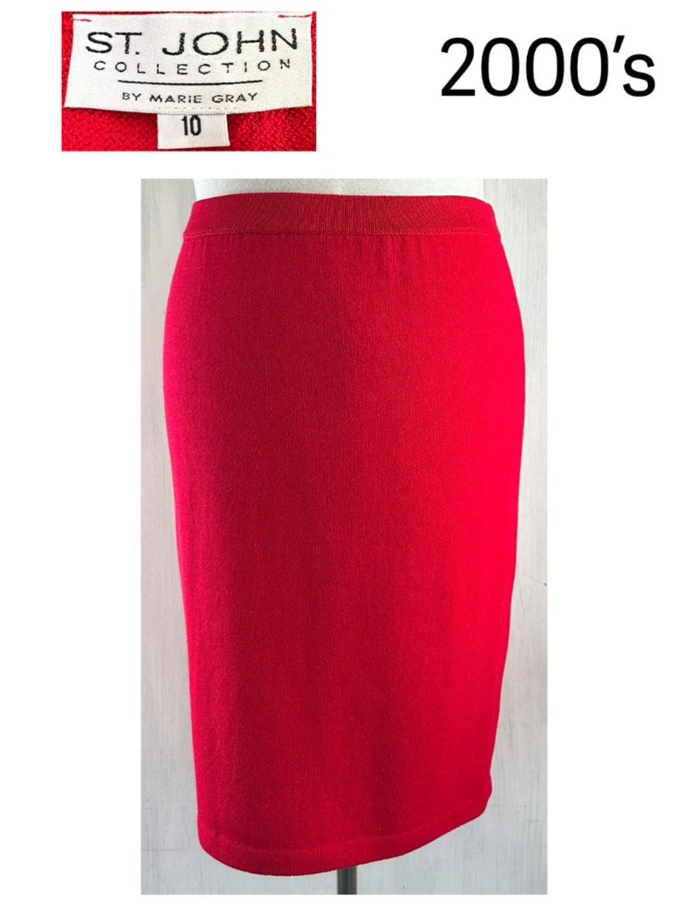 St. John Collection By Marie Gray Santana Knit Red Skirt Size 10